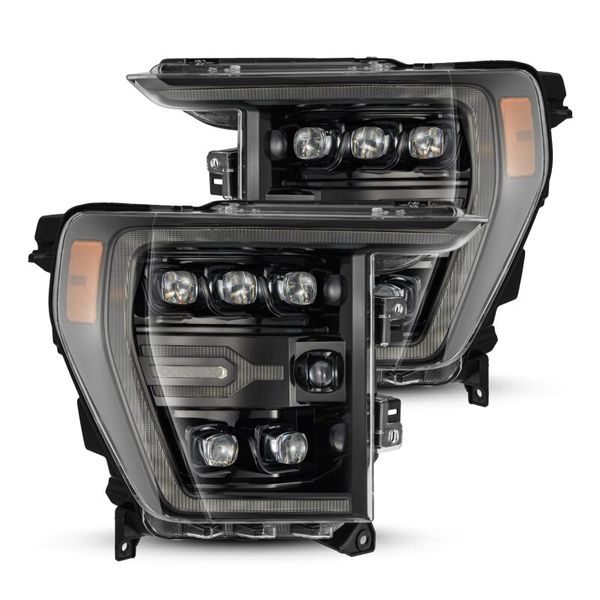 21-22 Ford F-150 NOVA LED Proj Headlights Plank Style Alpha Blk w/Activ Light/Seq Signal