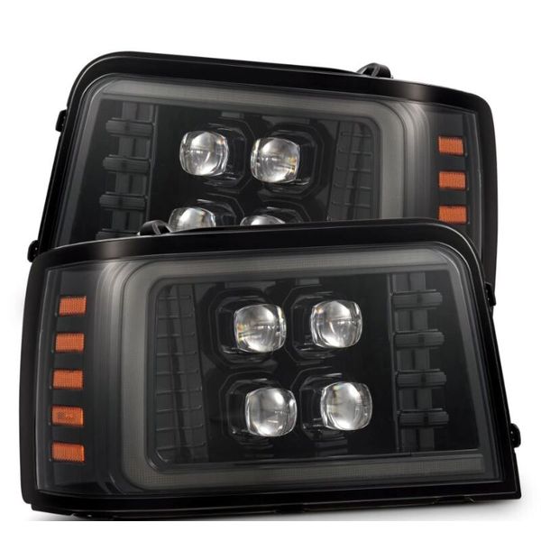 92-96 Ford F-Series/Bronco NOVA-Series LED Proj Headlight Alpha-Bk w/Actv Light SS & SBDRL