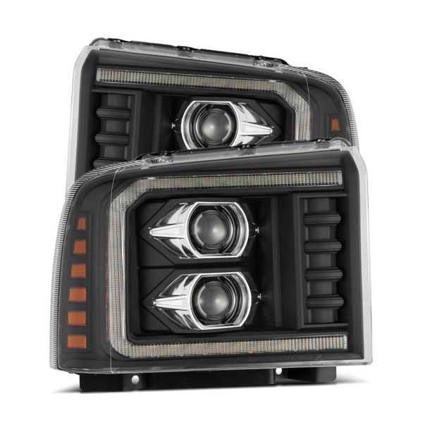 05-07 Ford F250/350/450/550 Super Duty LUXX LED Proj HL Blk w/Actv Light & Seq Sig + SB DRL