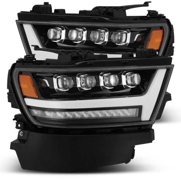 19-20 Ram 1500HD NOVA LED Proj Headlights Plank Style Gloss Blk w/Activ Lght/Seq Signal/DRL