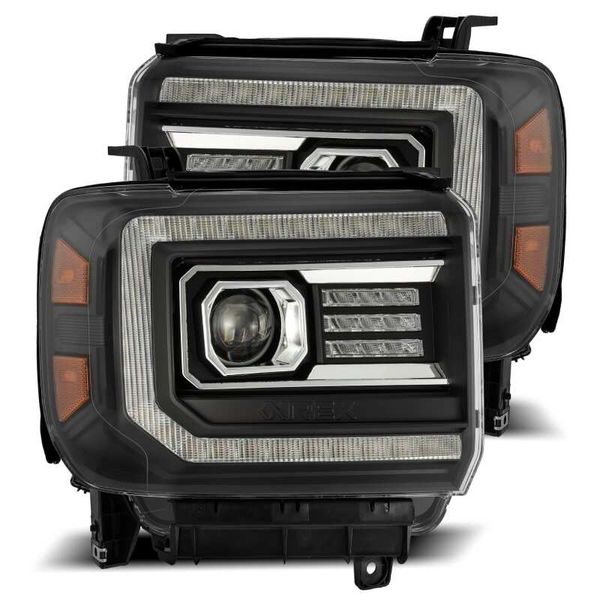 14-18 GMC Sierra PRO-Series Proj Headlights Plank Style Black w/Activ Light/Seq Signal/DRL