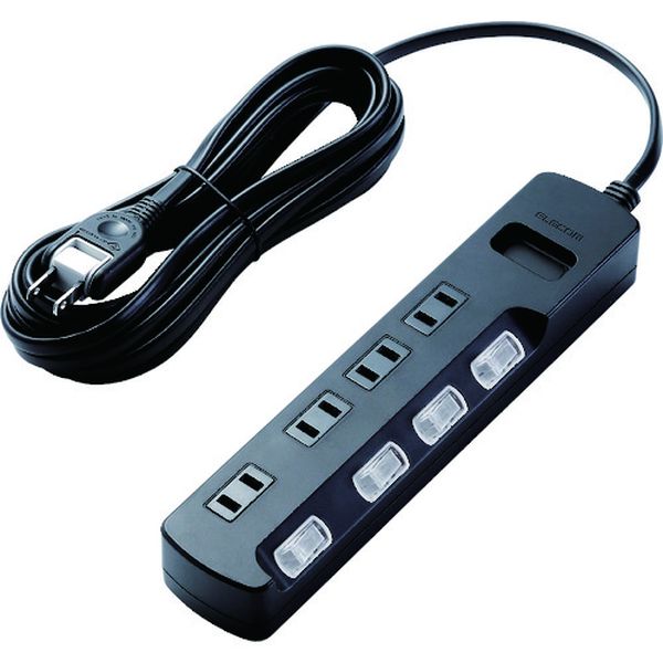 AVTK6A2450BK  TV用ほこり防止シャッター付雷ガードタップ 4個口 5m ブラック