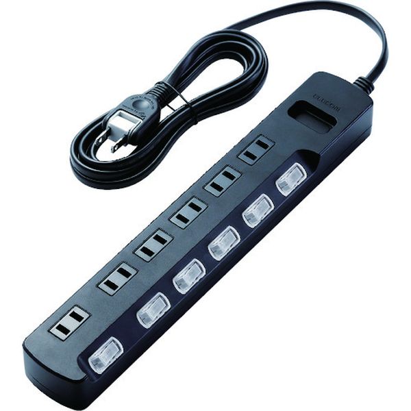 AVTK6A2625BK 148-0420 TV用ほこり防止シャッター付雷ガードタップ 6個口 2.5m ブラック