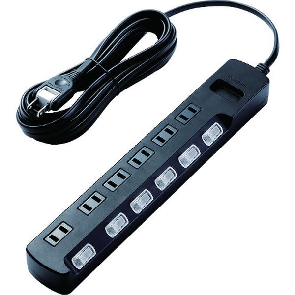 AVTK6A2650BK  TV用ほこり防止シャッター付雷ガードタップ 6個口 5m ブラック