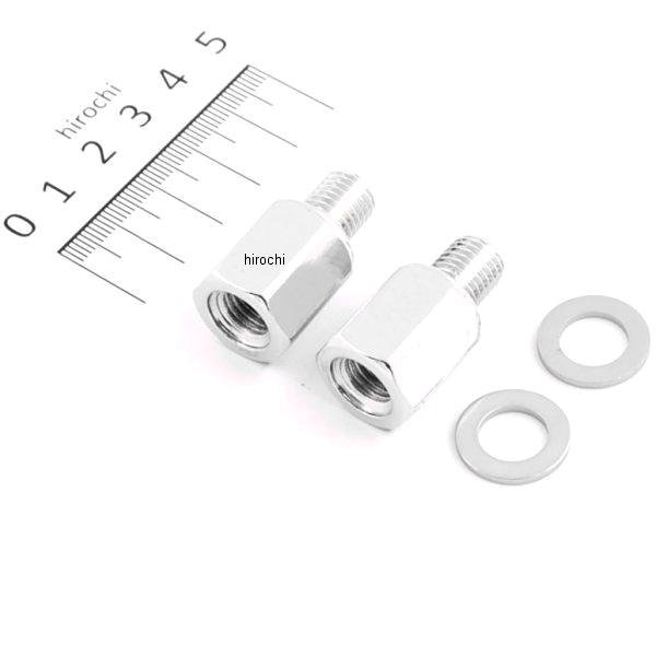 BM-10  ミラー スペーサー 10mm正ネジ→10mm正ネジ クロームメッキ