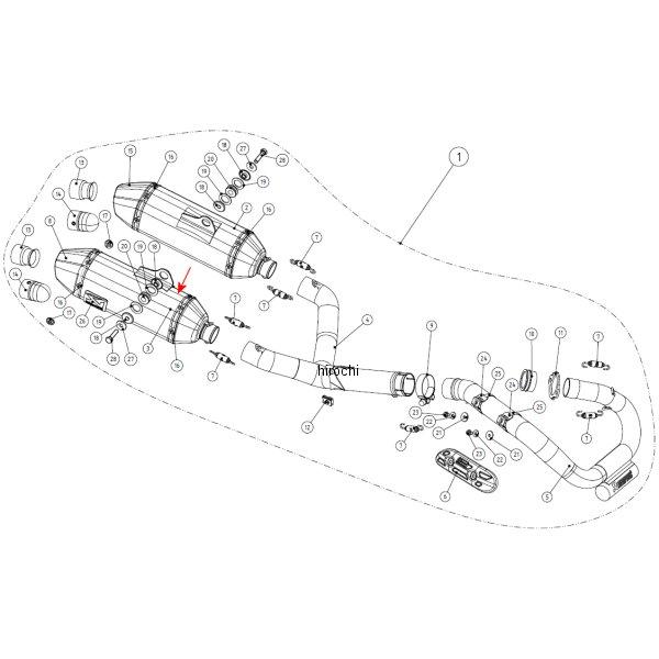 リペアサイレンサー エボリューションライン Q-TYPE 右側 13年以降 CRF450R チタン