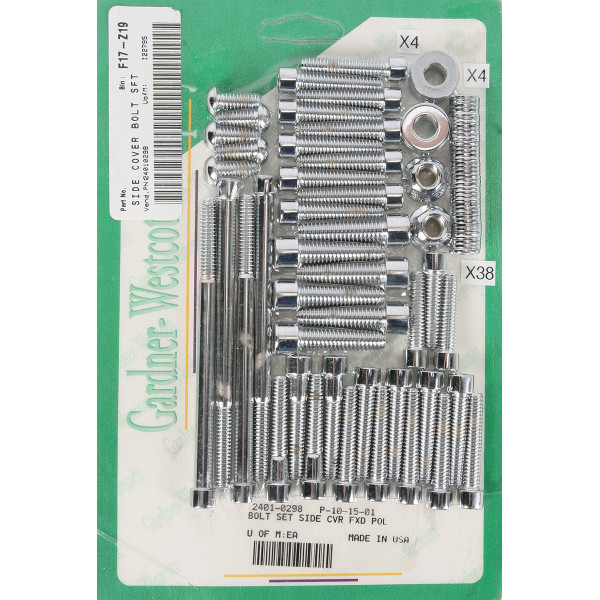 ガードナーウェスコット ボルトキット サイドカバー 07年-17年 FXD クローム