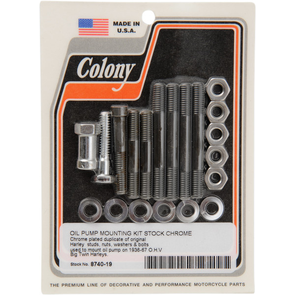 Machine オイルポンプ 取付ハードウェアキット 36年-67年 EL、FL、FLH クローム
