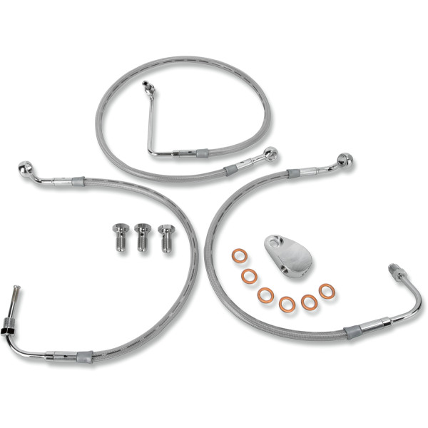 フロント ブレーキライン3本セット 84年-07年 FLHT +6インチ(152mm)