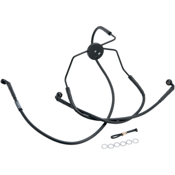 フロント ブレーキライン 3本セット 08年-13年 FLT ABS無 アッパー +8"/ロワー18" 黒