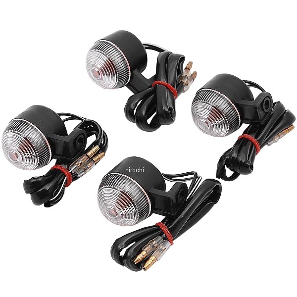 ラバーウインカー レンズ径φ34mm シングルソケット 12V10Wバルブ付 4個1セット レンズタイプ クリア 汎用