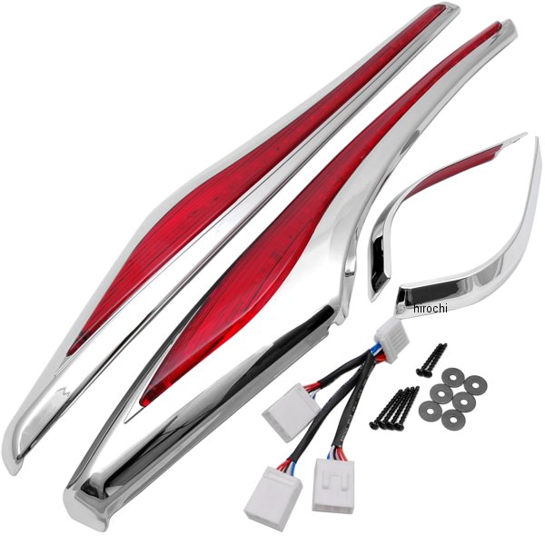 黒 サドルバッグ アクセント スウープ LED ライト 赤レンズ 12年以降 GL1800、F6B