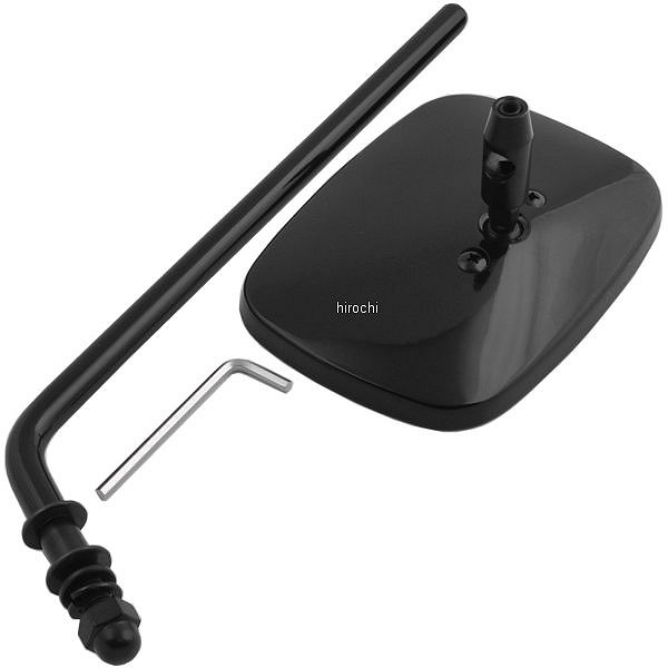 ミラー 長方形 可変ステム/ショート長 黒(1個売り)