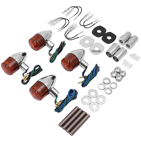 クラシカル砲弾タイプウインカーセット 89年-09年 ゼファー1100、ゼファー750、ゼファーχ クローム/オレンジ