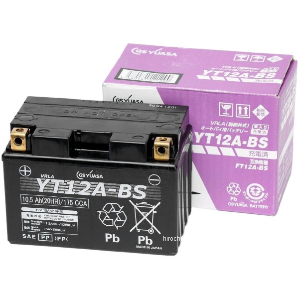 YT12A-BS MFバッテリー 制御弁型 12V (液入充電済)