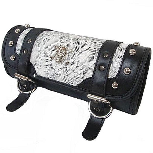 ツールバッグ スモール 黒 ホワイトパイソン シルバースカル