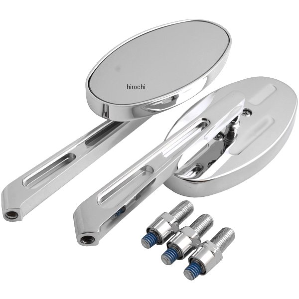 ミラー オーバルビレット クローム ショートステム(左右ペア)