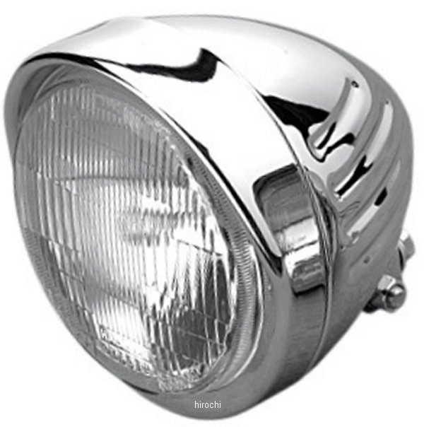 ヘッドライト 5.75インチ H4 55/60W スプリンガースタイル バイザー付き グルーブ クローム