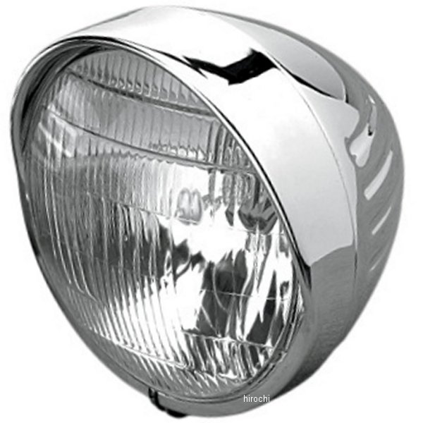 ヘッドライト 6.5インチ H4 55/60W スプリンガースタイル バイザー付き グルーブ クローム