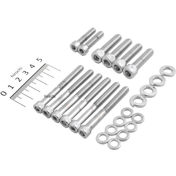 ボルトキット トランスミッション サイドカバー 87年-06年 Big Twin クローム/ローレット