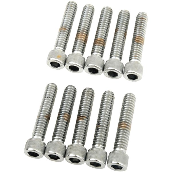 六角穴付きボタンボルト 1/4"-20 x 1.25インチ(32mm) クローム/ローレット (10個入り)