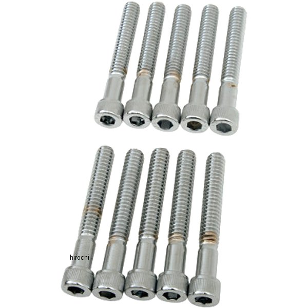 六角穴付きボタンボルト 1/4"-20 x 1.75インチ(44mm) クローム/ローレット (10個入り)