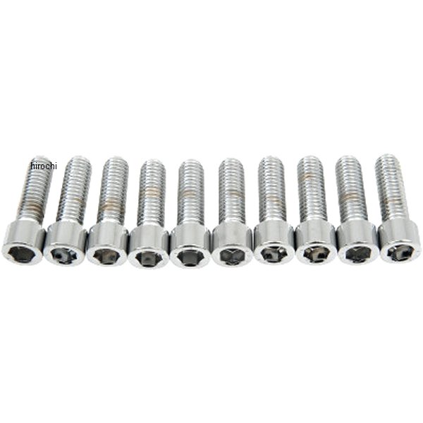 六角穴付きボタンボルト 3/8"-16 x 1.25インチ(32mm) クローム/無地 (10個入り)