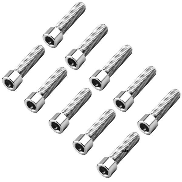六角穴付きボタンボルト 3/8"-24 x 1.75インチ(44mm) クローム/無地 (10個入り)