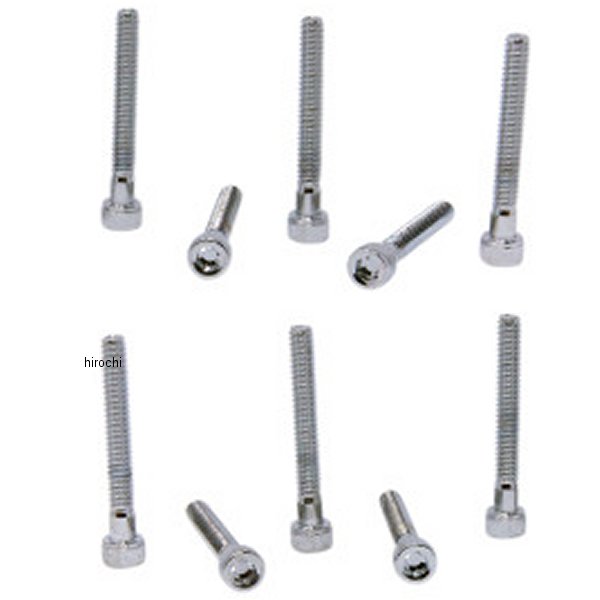 六角穴付きボタンボルト #10-24 x 1.5インチ(38mm) クローム/ローレット (10個入り)