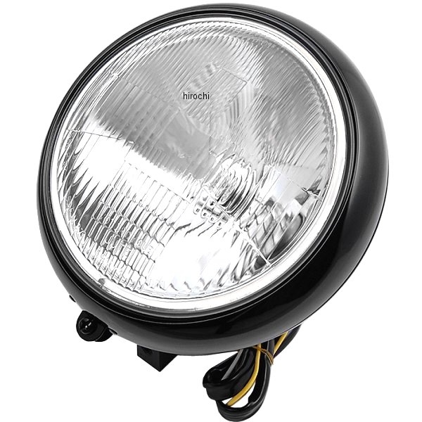 ヘッドライト 7インチ H4 60/55W 黒 FLSTスタイル ブロック付き