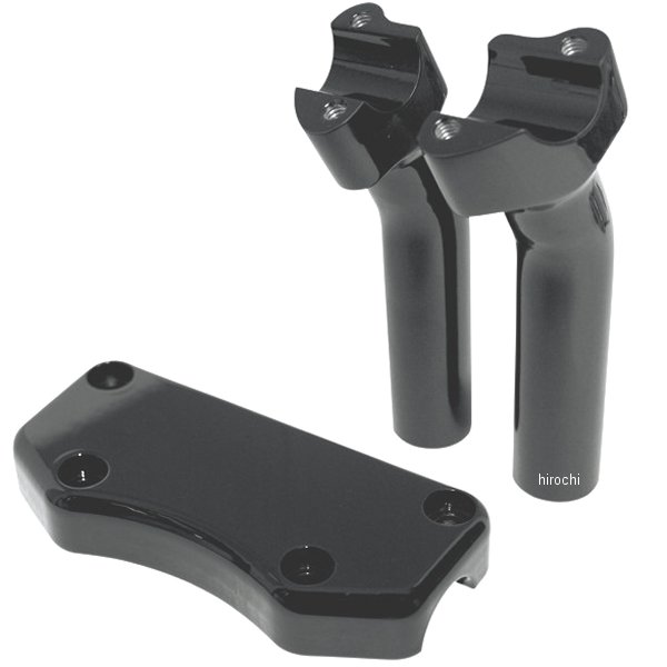 1インチハンドルバー 5.5インチ(140mm)高 ライザー クランプ付き 黒