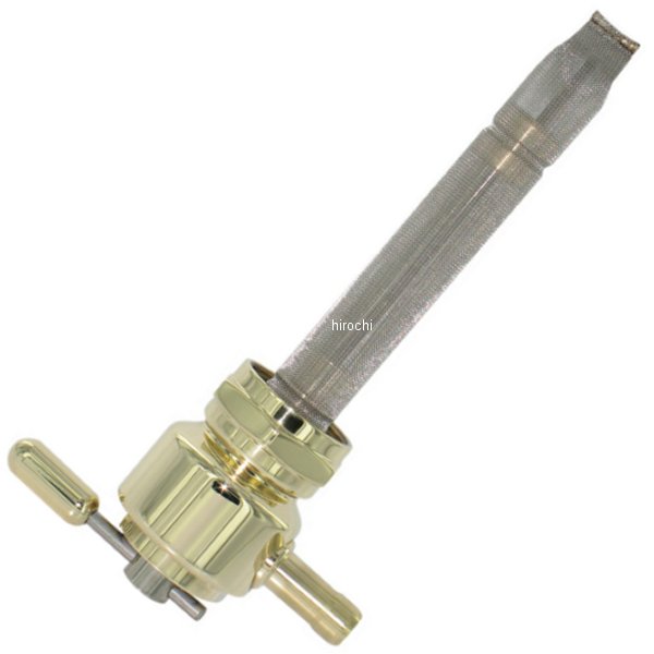 フューエルバルブ ペットコック 180°内側22mmラウンド オールドスクールブラス