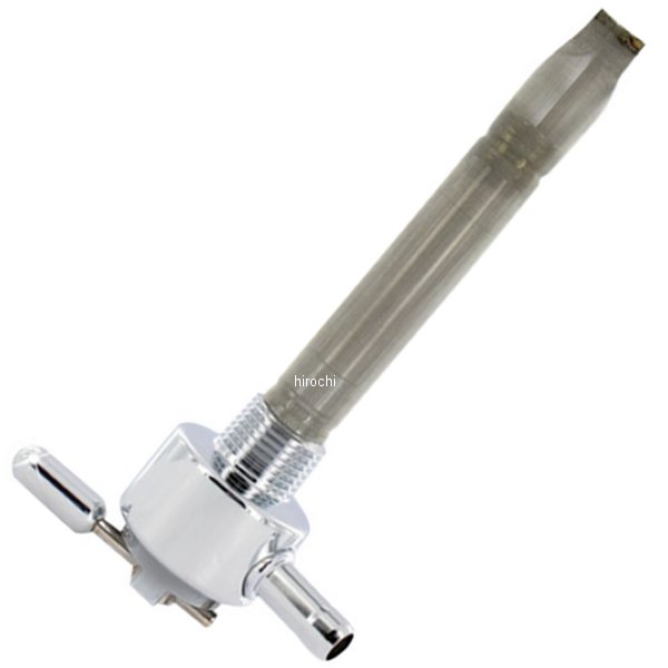 フューエルバルブ ペットコック 180°内側3/8"NPTラウンド クローム
