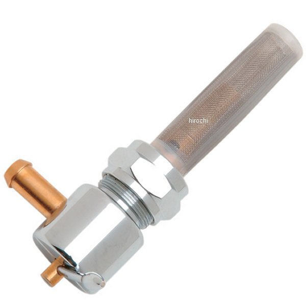 フューエル ペットコック 5/16" 後方 ラウンド クローム