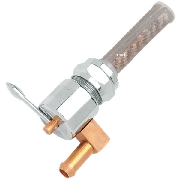 フューエル ペットコック 5/16" ダウン ラウンド クローム