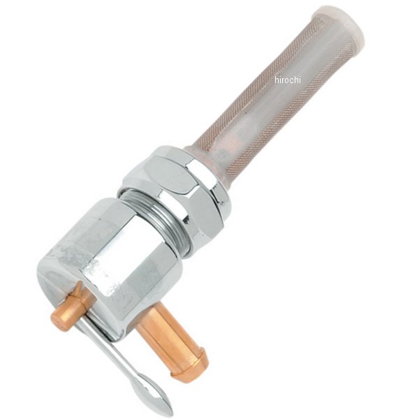 フューエル ペットコック 5/16" 前方 ラウンド クローム