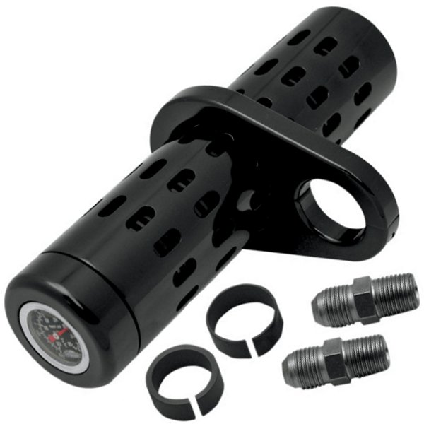 オイルクーラー 油温計付き 1インチ、1.25インチバー取付 黒