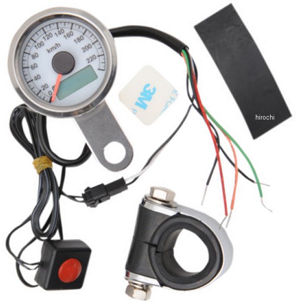 電子スピードメーター、オド/トリップメーター付き(240km/h) 1.87インチ(47mm) ポリッシュ/黒