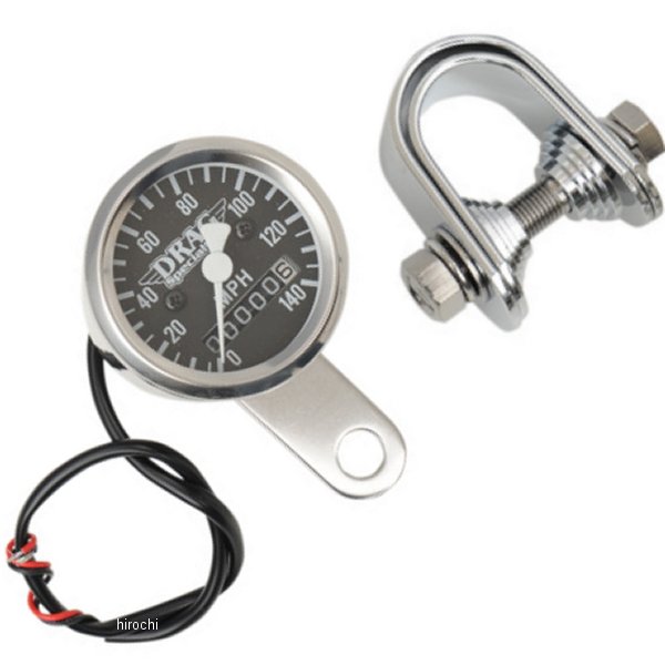 機械式スピードメーター(140MPH) 1-7/8インチ(48mm) 2:1 黒