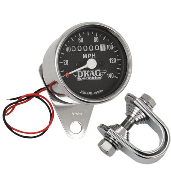 機械式スピードメーター(140MPH) 2.37インチ(60mm) 2:1 クローム/黒