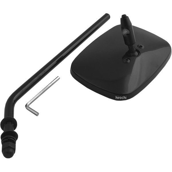 ミラー 長方形 可変ステム/ロング長 黒(1個売り)