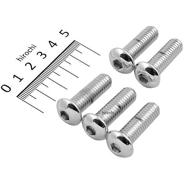 六角穴付きボタンボルト 3/8"x 16 x 1.25インチ(32mm) クローム (5個入り)