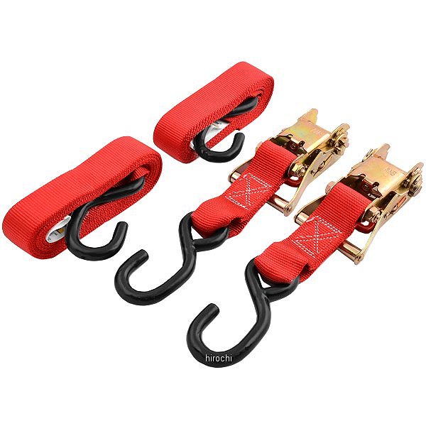 タイダウンベルト ラチェットバックル 1.5インチ(3.8cm) x 84インチ(213cm) 赤