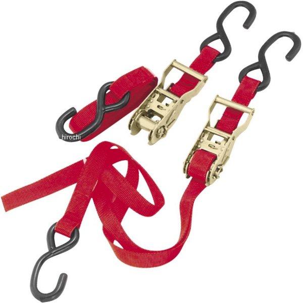 タイダウンベルト ラチェットバックル 1インチ(2.54cm) x 72インチ(182cm) 赤