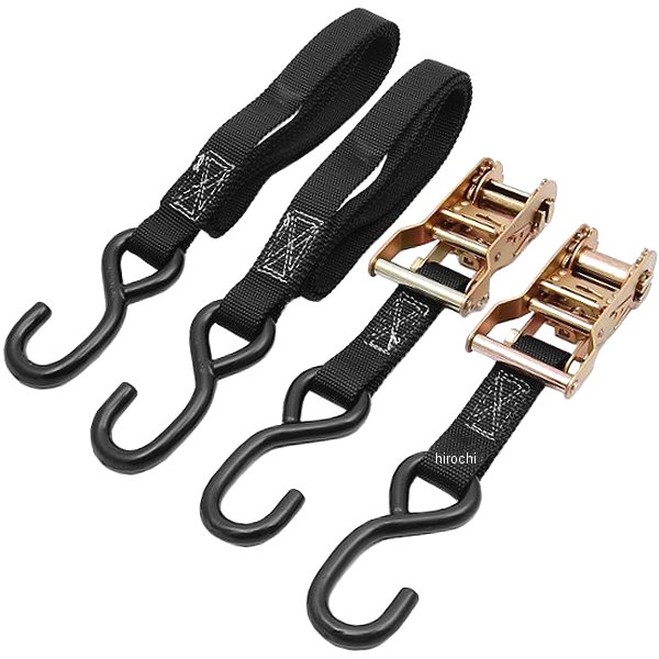 タイダウンベルト ラチェットバックル 1インチ(2.54cm) x 72インチ(182cm) 黒