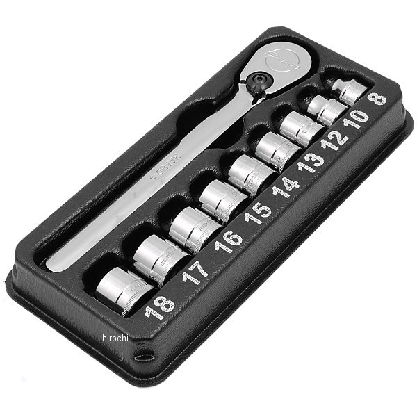 ロー プロファイル 12角 ソケット/メタリック ラチェット 10点セット