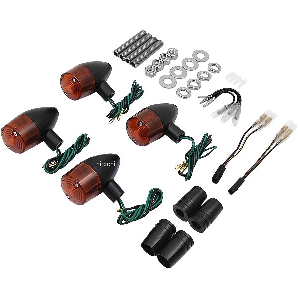 クラシカル砲弾タイプウインカーセット 91年-13年 W650、バリオス、エストレヤ 黒/オレンジ