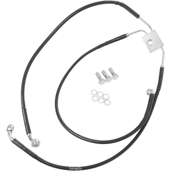 フロント ブレーキライン 黒ステンレス 12年以降 FXDF ABS付 アッパー/ロアー +8インチ