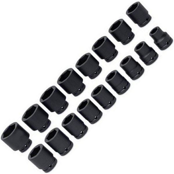 シャロー インパクト ソケット 6ポイント 17個 セット (3/4インチ-1-3/4インチ)