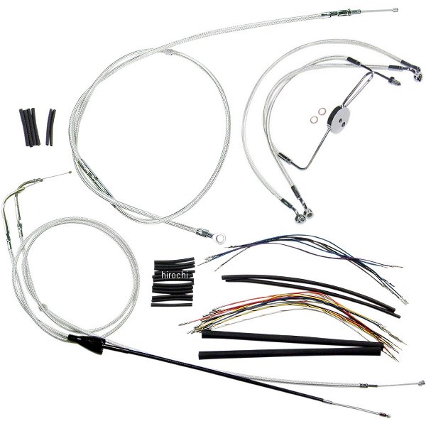 ケーブルキット クローム 07年 FLHR、FLHX 18-20インチ用